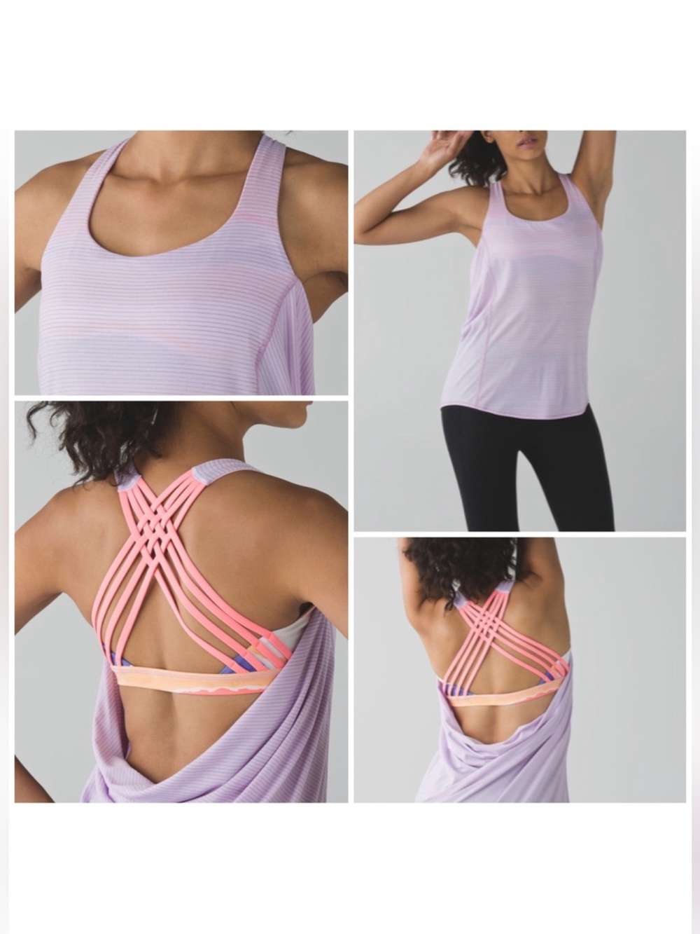 lululemon wild tank size 6  Lilac Tank with Pink Strappy Back
